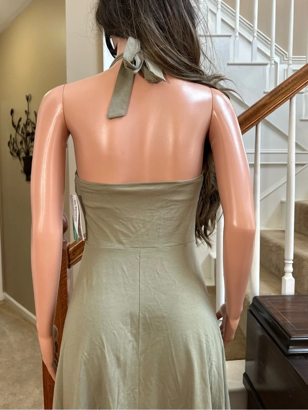 NWT Land’s End Olive Halter Fit-and-Flare Dress